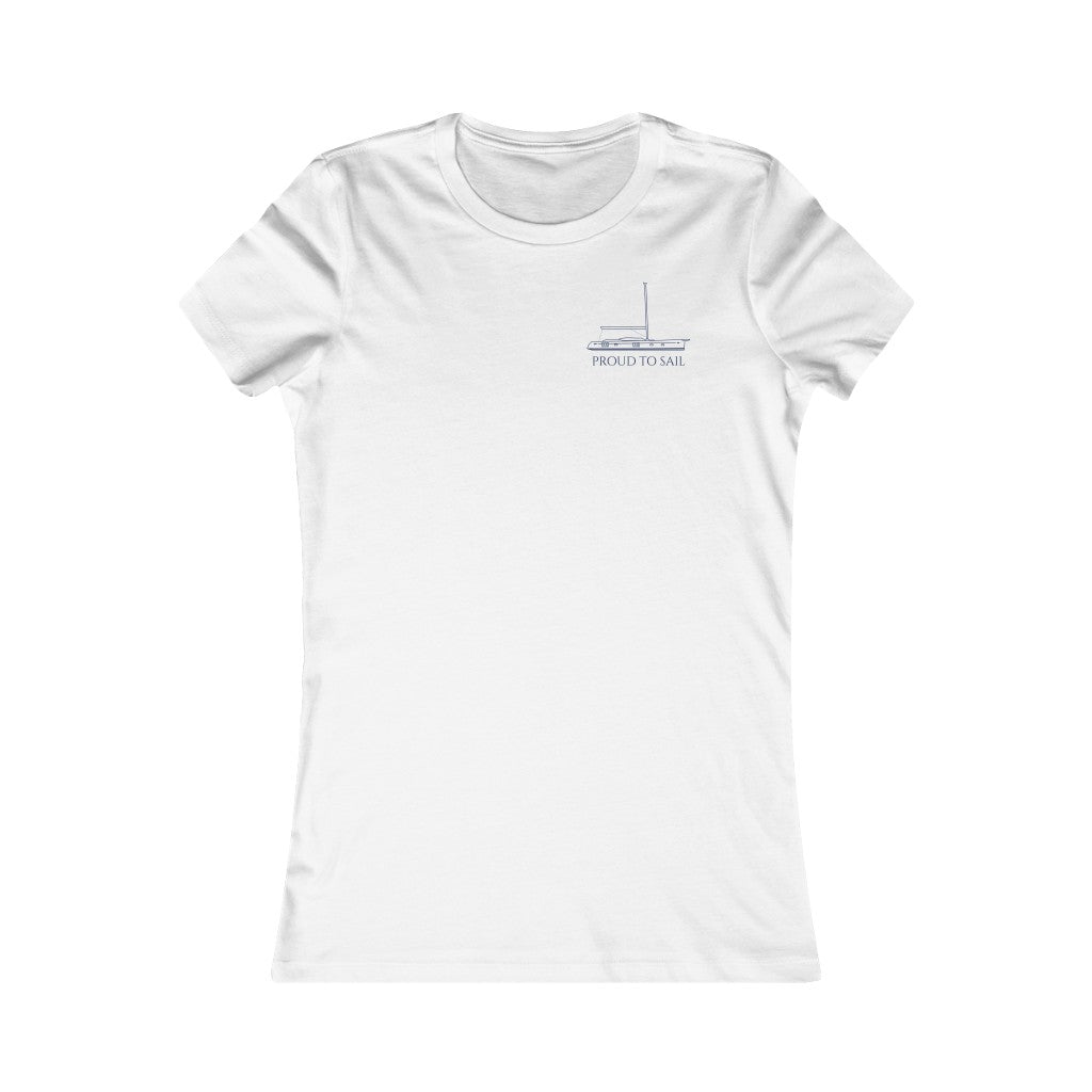 Sailing Gear -  thin blue Jeanneau owners'  proud to sail  desing on white  T-shirt