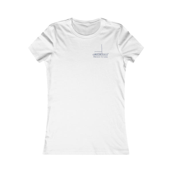 Sailing Gear -  thin blue Jeanneau owners'  proud to sail  desing on white  T-shirt