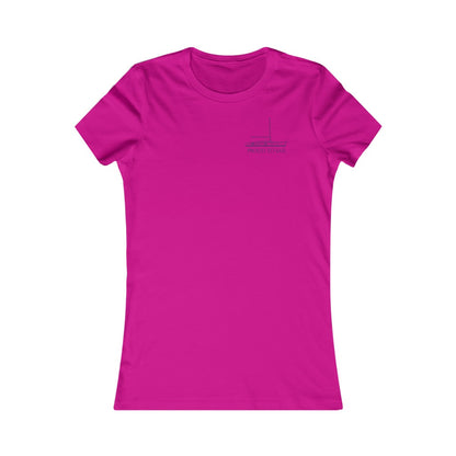 Sailing gear - Womens pink  T-shirt with Jeanneai proud to sail thin blue design