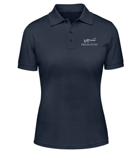 PILOT SHIRTS - TECNAM P92  THIN WHITE  DESIGN  ON  WOMENS' NAVY BLUE POLO SHIRT