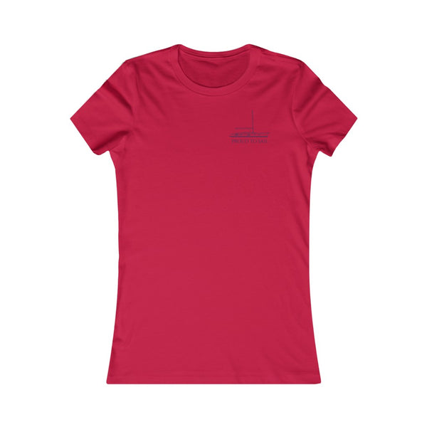 sailing gear - red womens' T-Shirt with blue thin lined proud to sail design