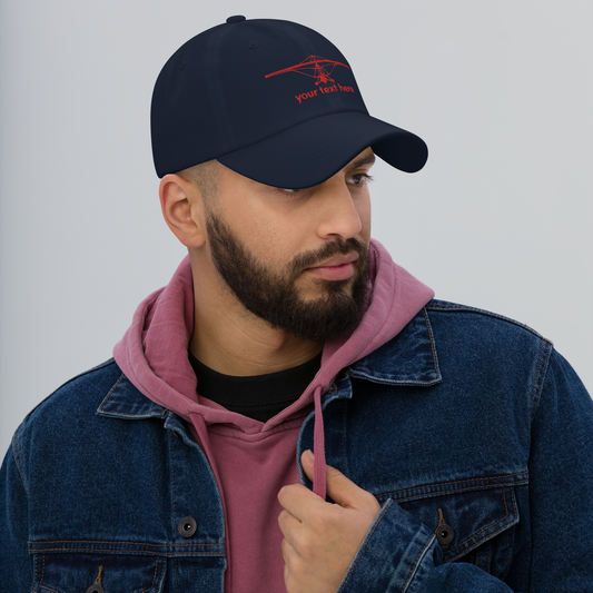 Pilots sportswear - Red flexwing aircraft design on navy blue cap