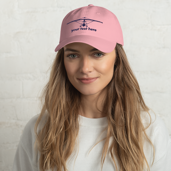 Pilots sportswear - Navy blue flexwing aircraft design on pink baseball cap