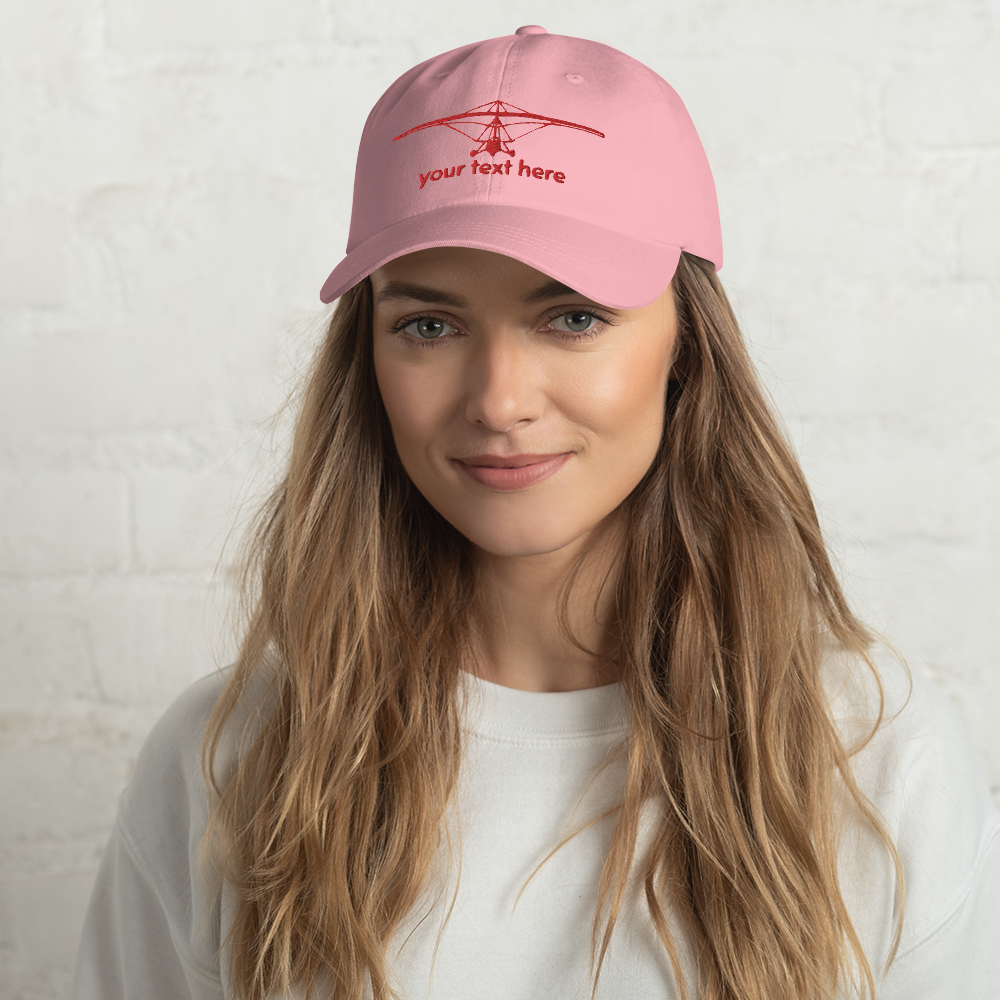 Pilots sportswear - Red flexwing aircraft design on pink baseball cap