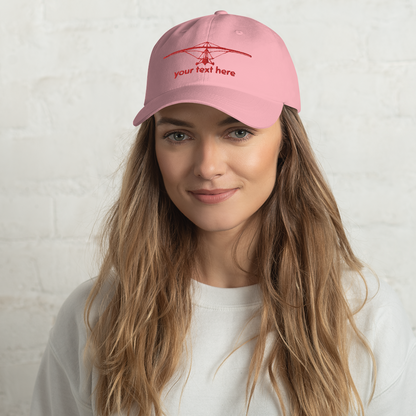 Pilots sportswear - Red flexwing aircraft design on pink baseball cap