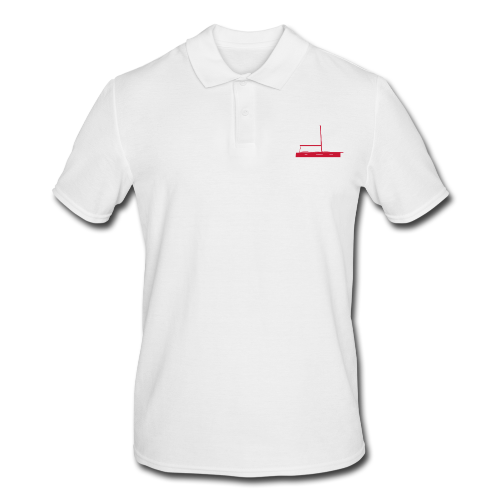 SAILING GEAR -  RED SAILING BOAT ON WHITE CUSTOMIZABLE POLO SHIRT 