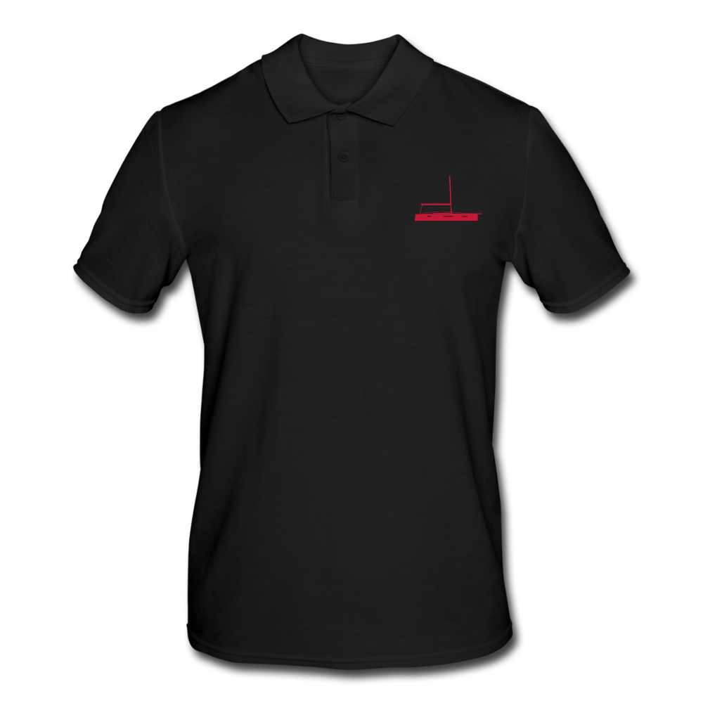 SAILING GEAR - RED SAILING BOAT ON BLACK CUSTOMIZABLE POLO SHIRT 