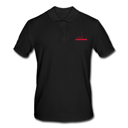 SAILING GEAR - RED SAILING BOAT ON BLACK CUSTOMIZABLE POLO SHIRT 