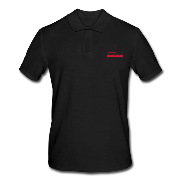 SAILING GEAR - RED SAILING BOAT ON BLACK CUSTOMIZABLE POLO SHIRT 