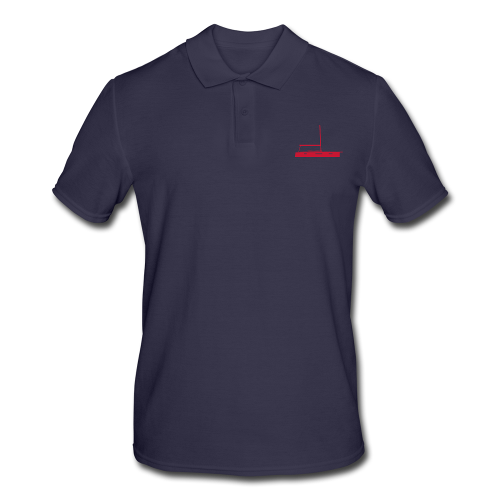 SALING GEAR - RED SAILING BOAT ON NAVY BLUE CUSTOMIZABLE POLO SHIRT 