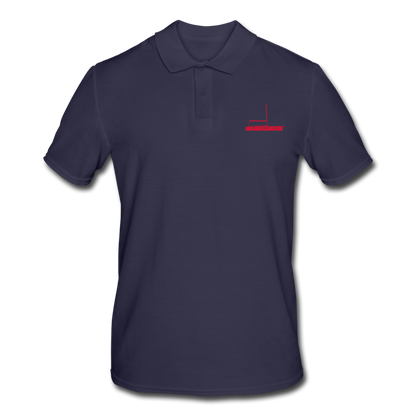 SALING GEAR - RED SAILING BOAT ON NAVY BLUE CUSTOMIZABLE POLO SHIRT 