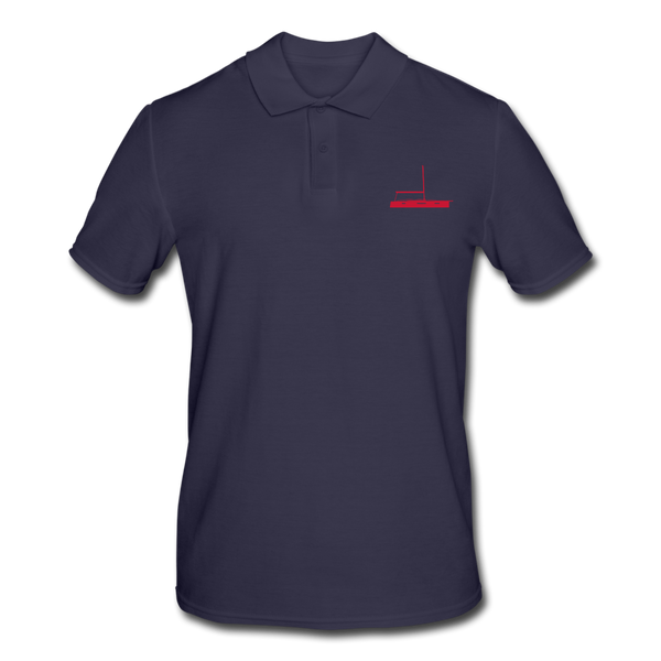 SALING GEAR - RED SAILING BOAT ON NAVY BLUE CUSTOMIZABLE POLO SHIRT 