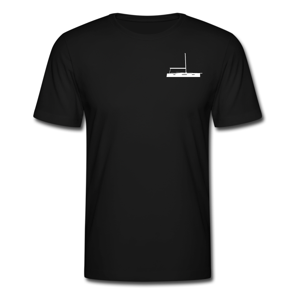 SAILING APPAREL - WHITE JENNEAU DESIGN  ON A CUSTOMIZABLE  BLACK TEE SHIRT 