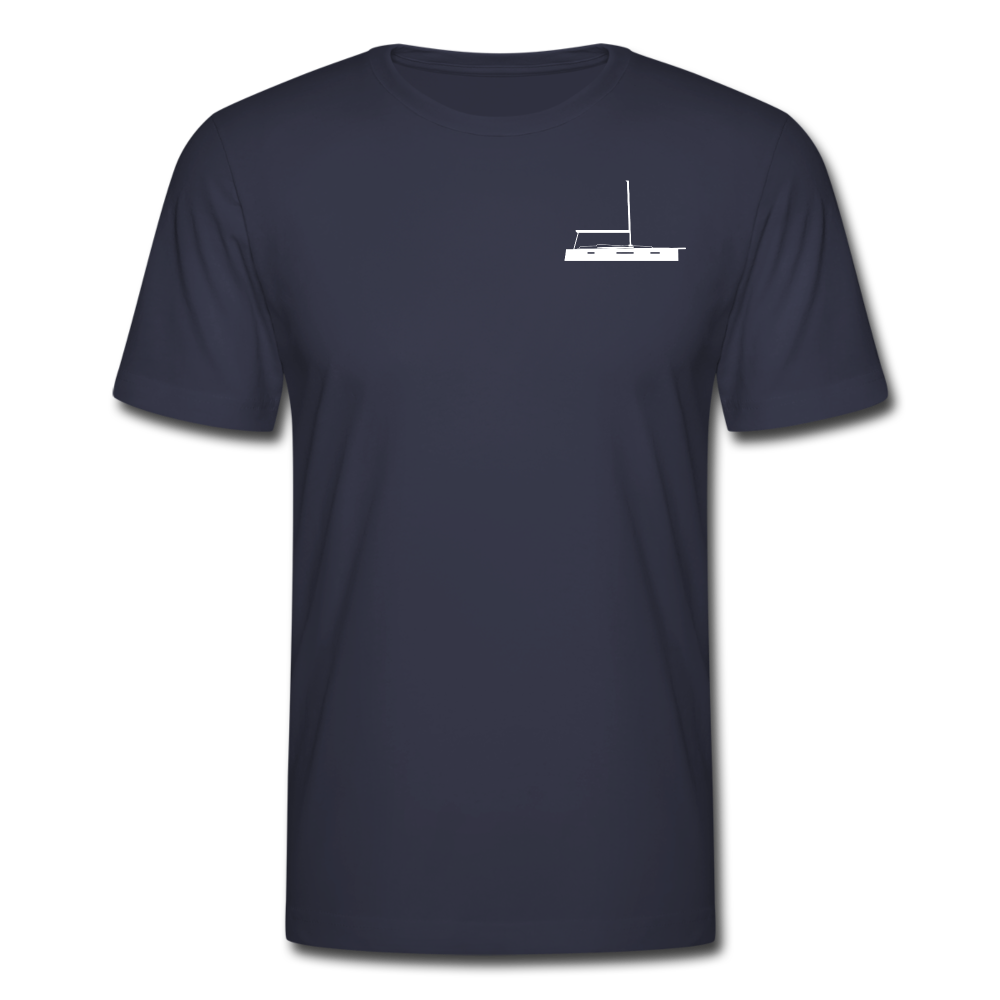 SAILING APPAREL - WHITE JENNEAU DESIGN  ON A CUSTOMIZABLE NAVY BLUE TEE SHIRT 