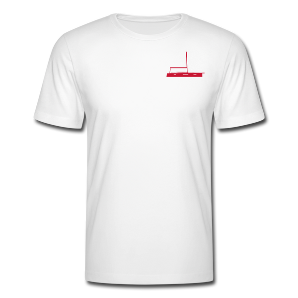 SAILING APPAREL - RED JEANNEAU  DESIGN ON A WHITE  CUSTOMIZABLE TEE SHIRT 