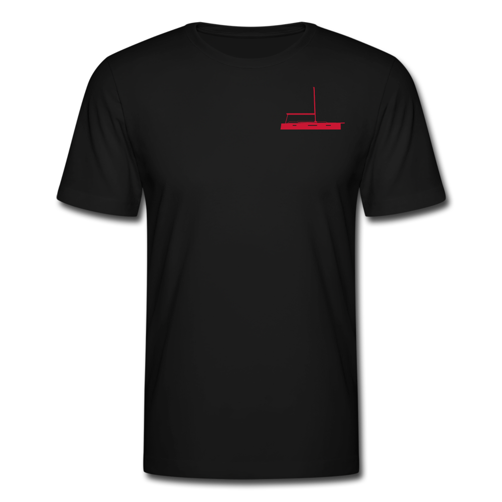 SAILING APPAREL - RED JEANNEAU DESIGN ON A BLACK  CUSTOMIZABLE TEE SHIRT 