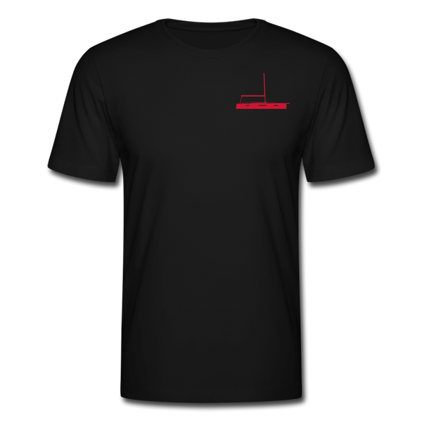 SAILING APPAREL - RED JEANNEAU DESIGN ON A BLACK  CUSTOMIZABLE TEE SHIRT 