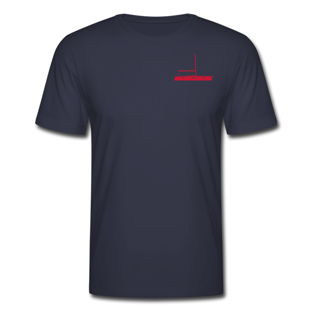 SAILING APPAREL - RED JEANNEAU DESIGN  ON NAVY BLUE   CUSTOMIZABLE TEE SHIRT 