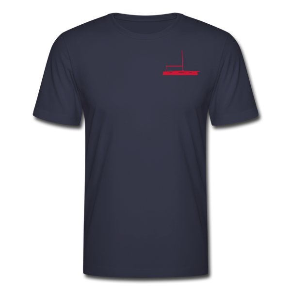 SAILING APPAREL - RED JEANNEAU DESIGN  ON NAVY BLUE   CUSTOMIZABLE TEE SHIRT 