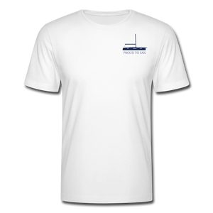 SAILING APPAREL - DARK BLUE JEANNEAU DESIGN ON WHITE   PROUD TO SAIL CUSTOMIZABLE TEE SHIRT 