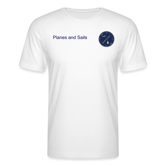 PLANES AND SAILS' ROUND LOGO ON FRONT & BACK - white