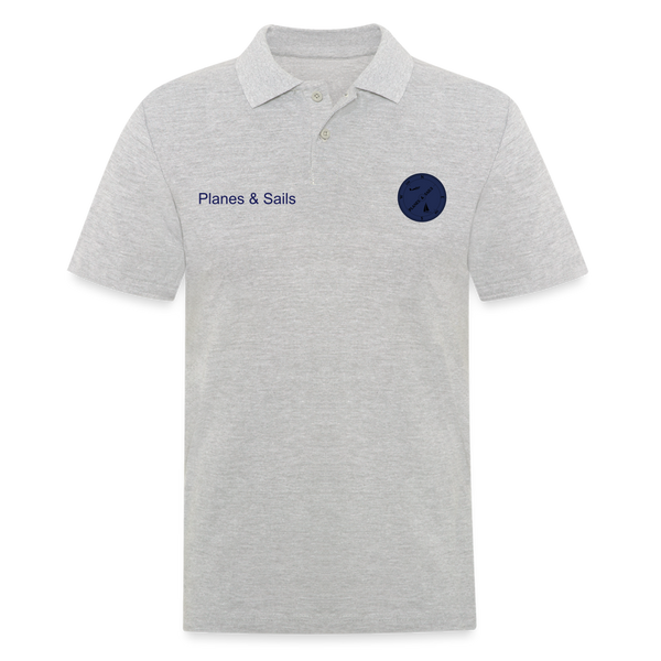 Planes & Sails Logo and Text Polo Shirt - heather grey