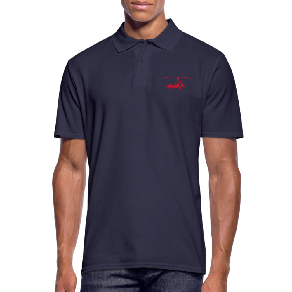 Pilots' wear: Red Gyrocopter customizable design positioned on the left breast of a navy blue polo shirt.