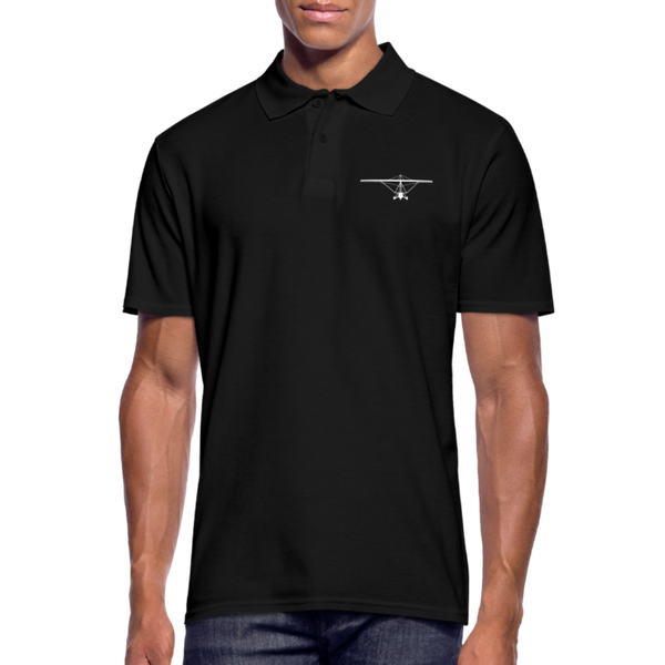 Pilot Shirts: White customizable weight shift aircraft design placed on the left breast of a black polo shirt.