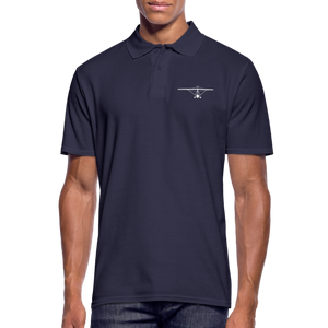 Pilot Shirts: White customizable weight shift aircraft design placed on the left breast of a navy blue polo shirt.