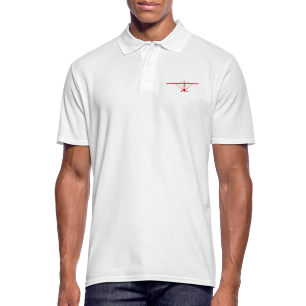 Pilot Shirts: Red customizable weight shift aircraft design placed on the left breast of a white polo shirt.