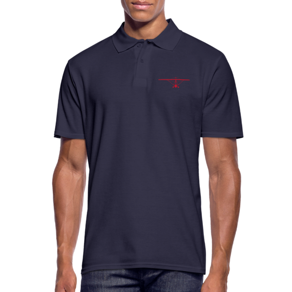 Pilot Shirts: Red customizable weight shift aircraft design placed on the left breast of a navy blue polo shirt.