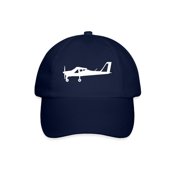 White Tecnam P92 aircraft customizable design  on navy blue Cap