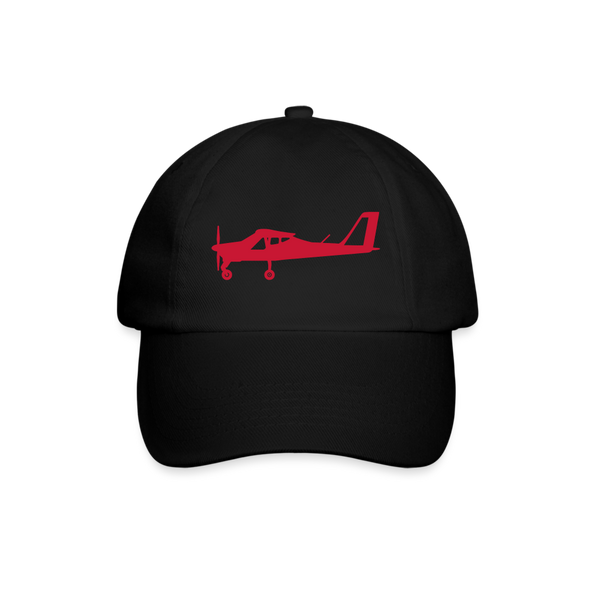 Pilot gifts: Red Tecnam P92 Pilots' Customizable design on black Cap.