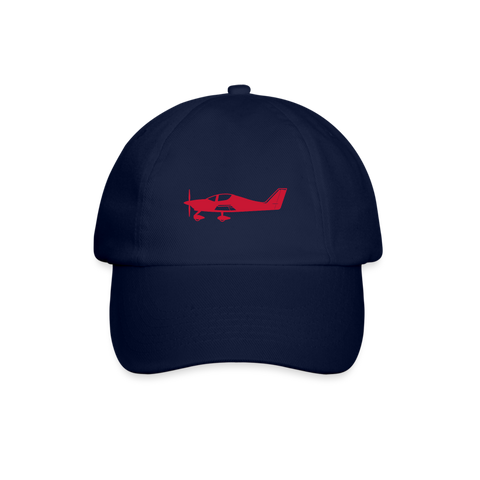 Pilots' wear: Red Tecnam Sierra/Astore aircraft design on a navy blue customizable cap.