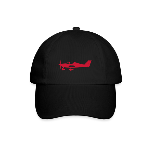 Pilots' wear: Red Tecnam Sierra/Astore aircraft design on a black customizable cap.