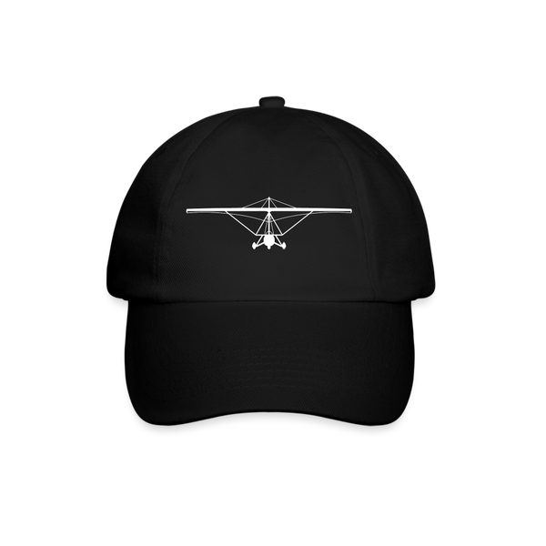 Pilots' wear : White customizableweight shift aircraft design centered on a navy blue cap.