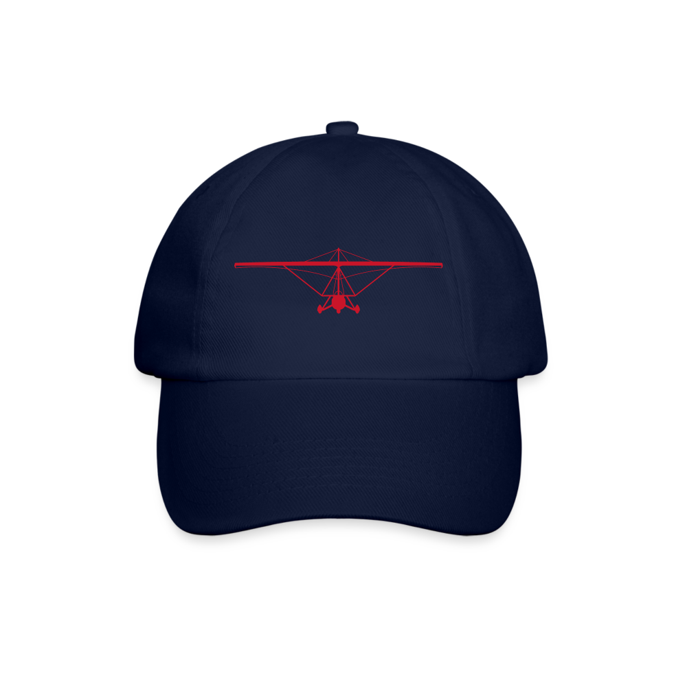 Pilots' wear : Red customizable weight shift aircraft design centered on a navy blue cap.