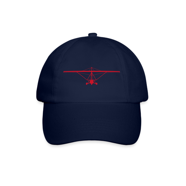 Pilots' wear : Red customizable weight shift aircraft design centered on a navy blue cap.