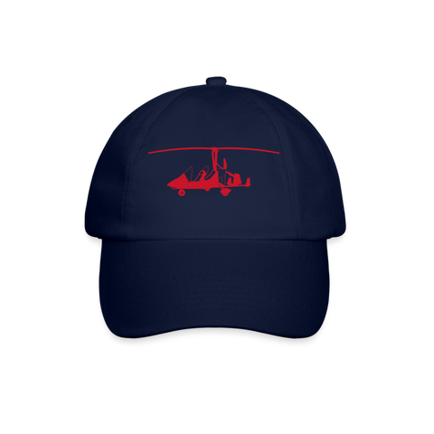 Pilots' wear : Red gyrocopter customizable design centered on a navy blue cap.