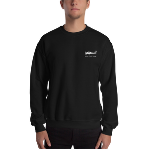 White Tecnam P92 aircraft customizable design placed on the left breast of a black sweatshirt