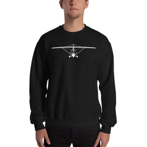 Pilot Shirts: White large printed weight shift aircraft design placed on the front of a black sweatshirt.