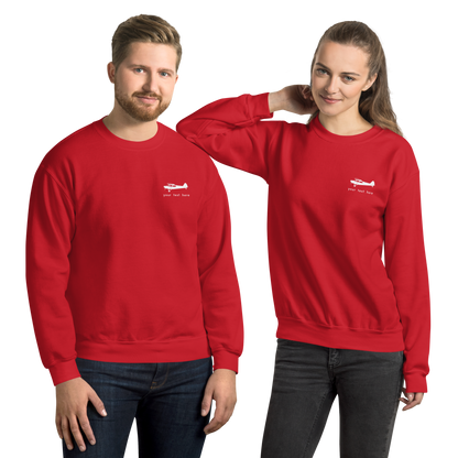 Pilots sweaters: White Super Cub customizable design  positioned on the left breast on a red sweatshirt 