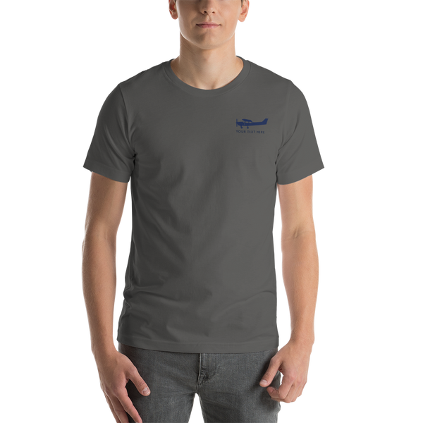 pilots' blue Cessna 172 design on asphalt t-shirt