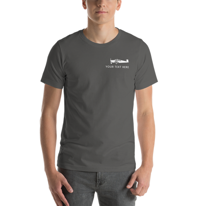 white Beechcraft aircraft design on an asphalt T-shirt. 