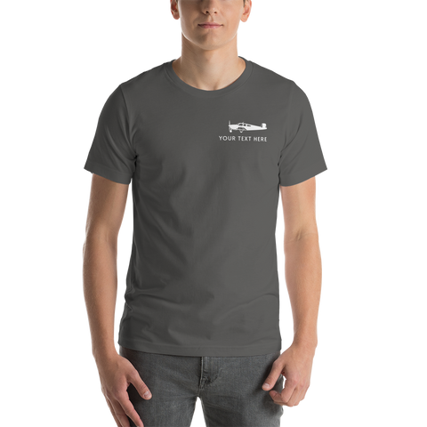 white Beechcraft aircraft design on an asphalt T-shirt. 