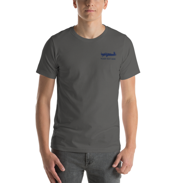 Mooney pilots  navy blue design on asphalt tshirt