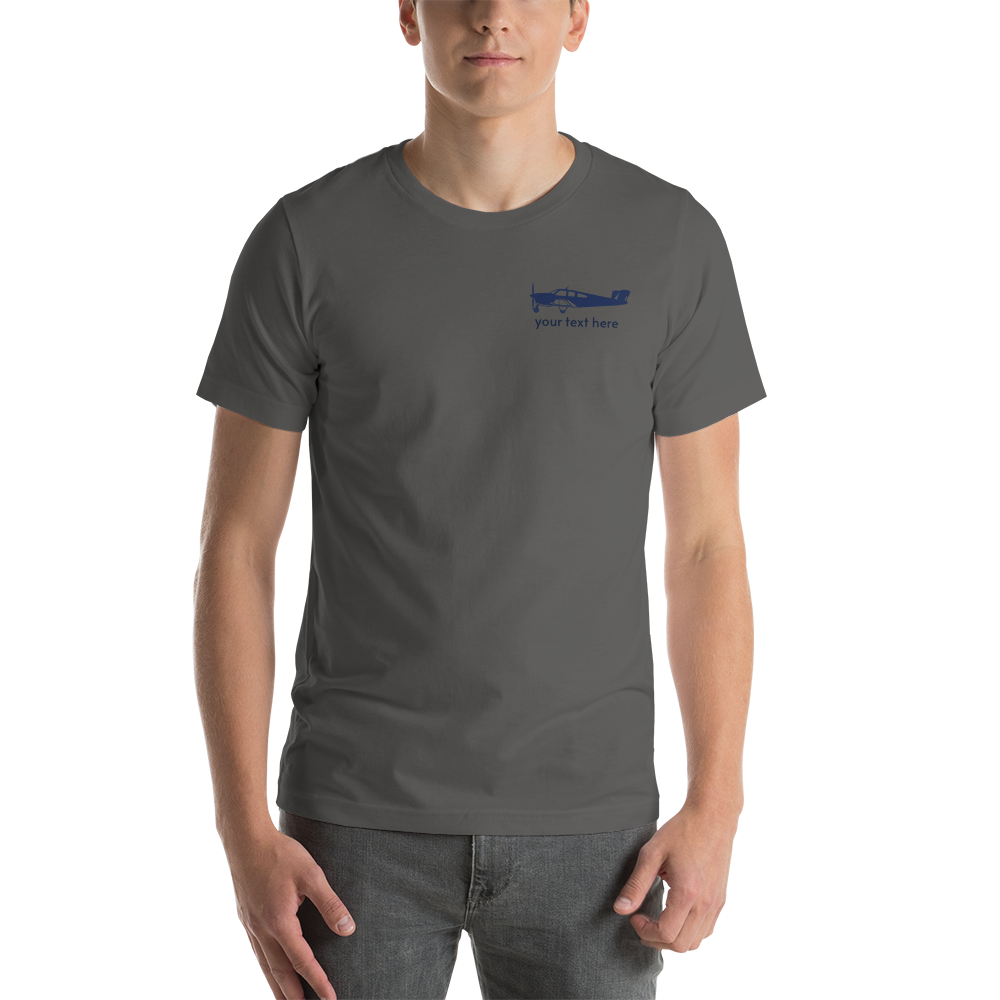 Pilots T-Shirts: navy blue Beechcraft design on asphalt Tee