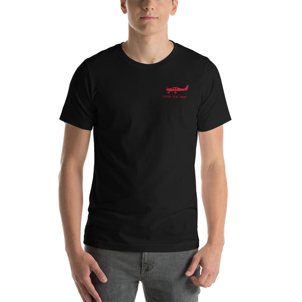 Pilots' red Cirrus SR 22 design on black T-shirt