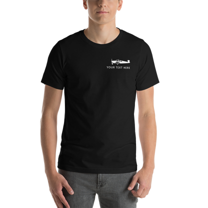 white Beechcraft aircraft design on a black customizable t-shirt