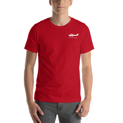 Pilot shirts: white Cessna 172/180 design on red t-shirt